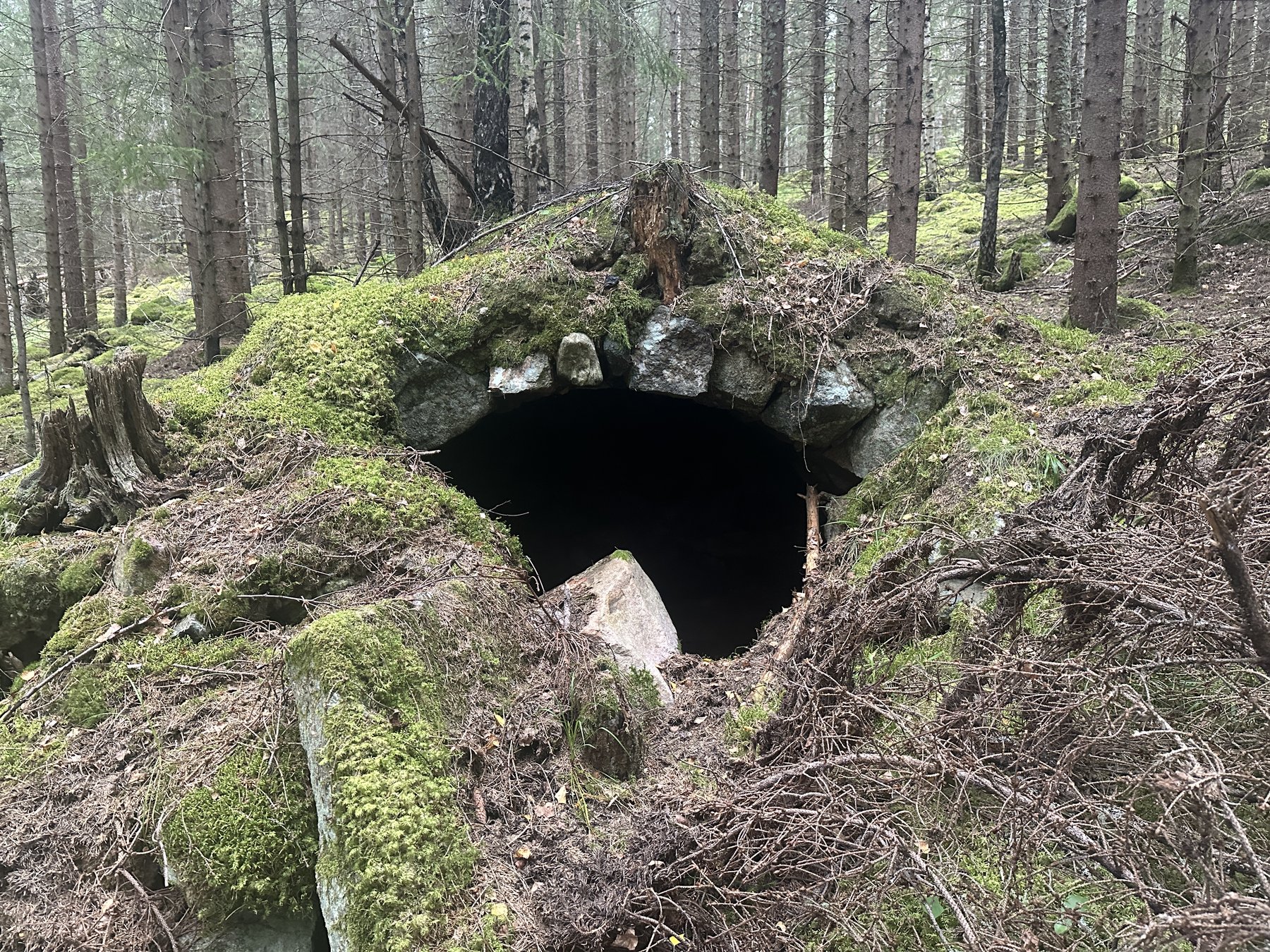 Delvis raserad jordkällare vid Falltorp
